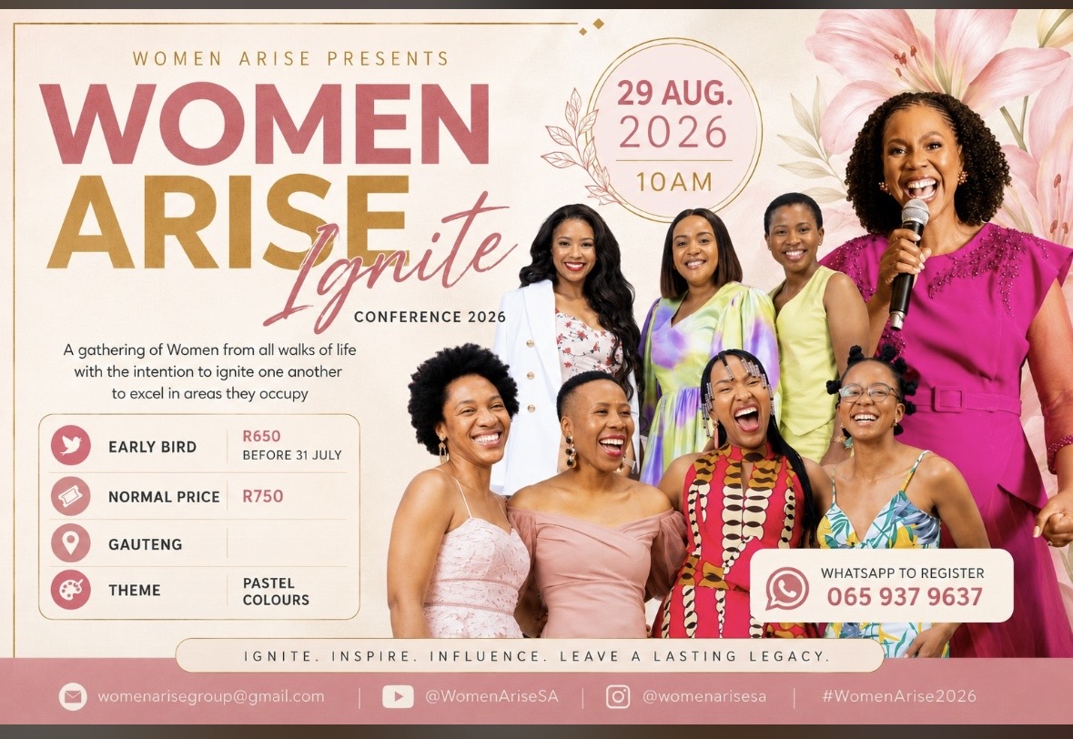 Women Arise Ignite Conference 2026 official flyer with women speakers and pastel florals